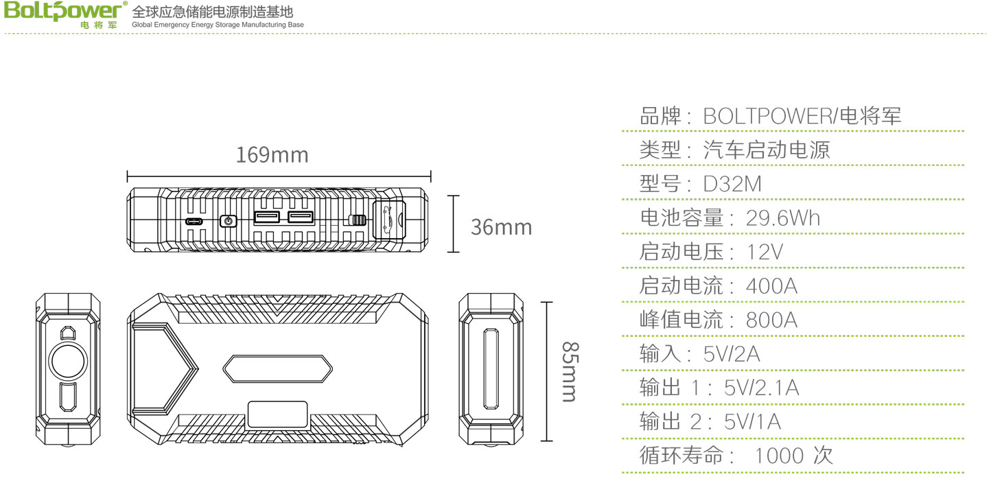 Boltpower電將軍D32M 數(shù)顯汽車啟動(dòng)電源-6